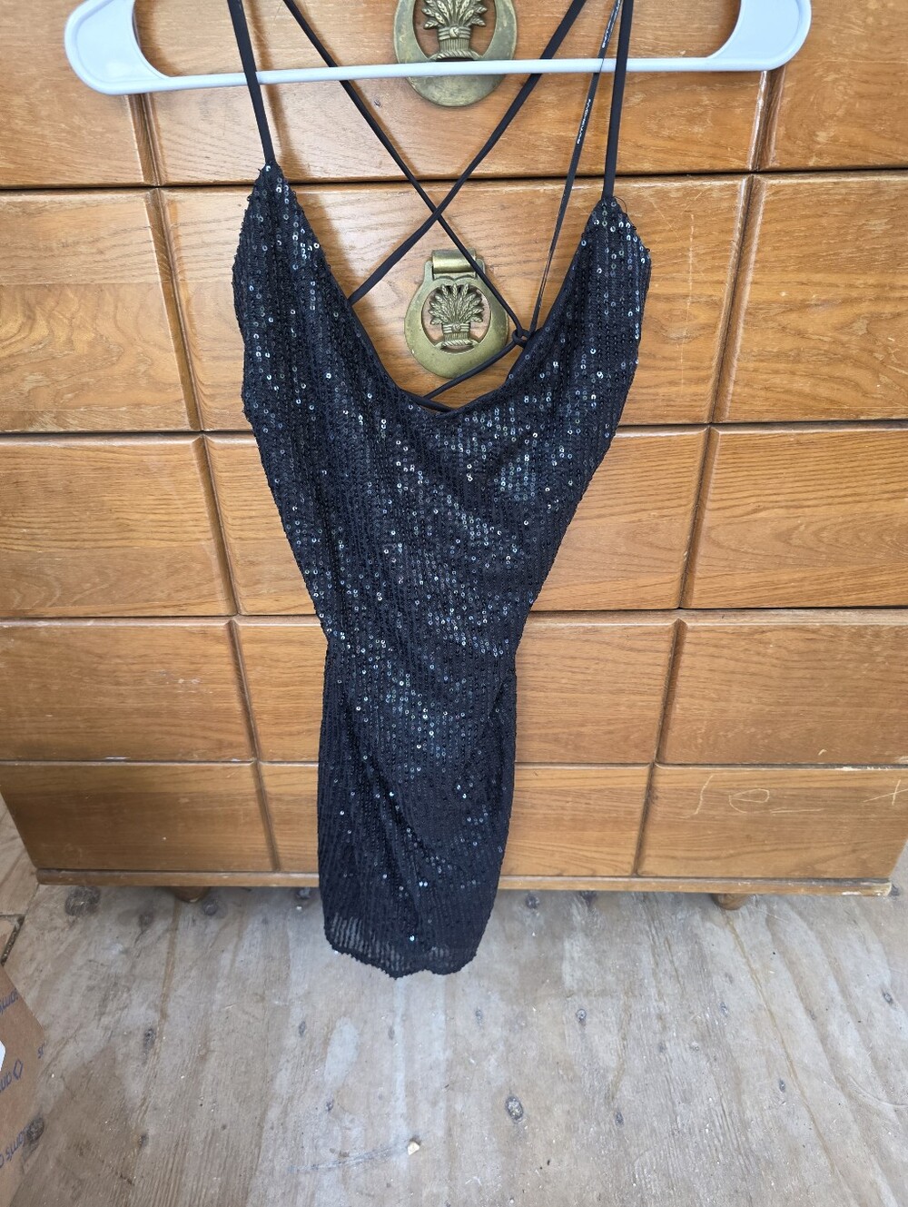 Symphony Black Sequin Strappy Party Dress